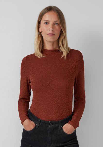 s.Oliver Langarmshirt T-Shirt Leicht glänzendes Jacquard-Shirt günstig online kaufen