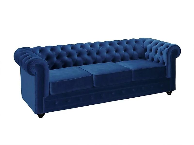 Sofa 3-Sitzer - Samt - Dunkelblau - CHESTERFIELD günstig online kaufen