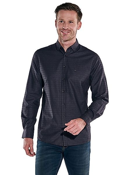 Engbers Langarmhemd Herren Langarm-Hemd gemustert, Anthrazit günstig online kaufen