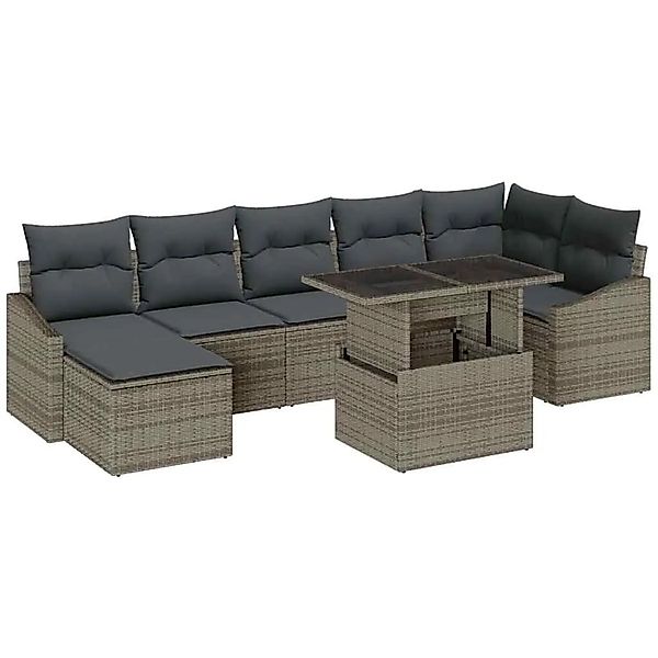 vidaXL Gartensofa-set mit Kissen mit Speicher 8-Tlg Grau Poly-Rattan 334904 günstig online kaufen