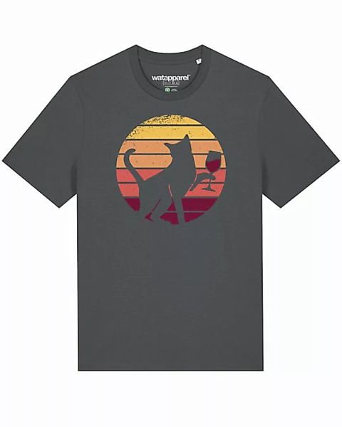wat? Apparel Print-Shirt Sunset Katze & Rotwein (1-tlg) günstig online kaufen