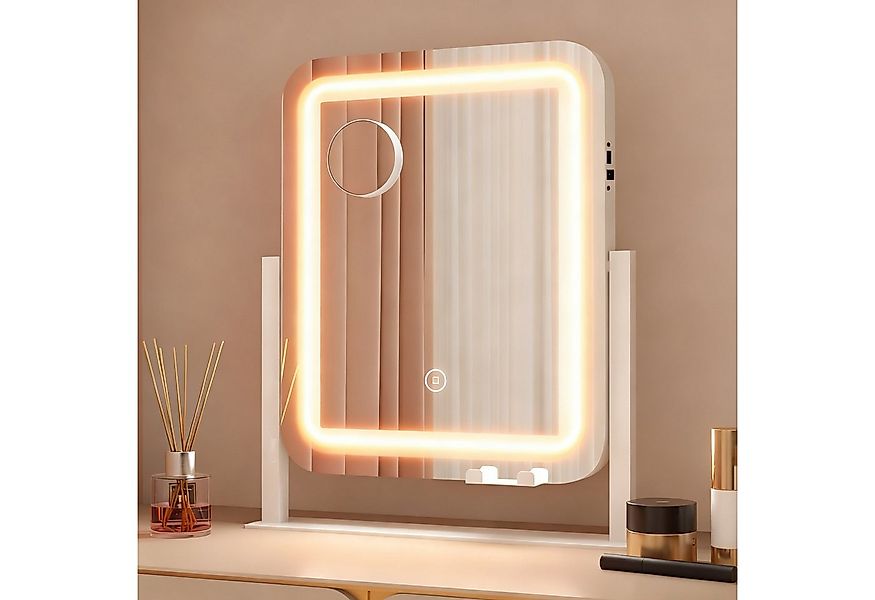 WDWRITTI Schminkspiegel mit Beleuchtung für tisch Kosmetikspiegel 3Lichtfar günstig online kaufen
