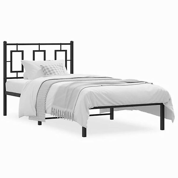 furnicato Bettgestell mit Kopfteil Metall Schwarz 90x200 cm (1-tlg) günstig online kaufen