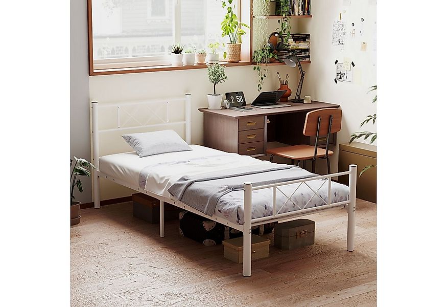 HOMCOM Bettgestell für Matratze 200 x 90 cm, 88 cm hoch, aus Stahl, (Metall günstig online kaufen