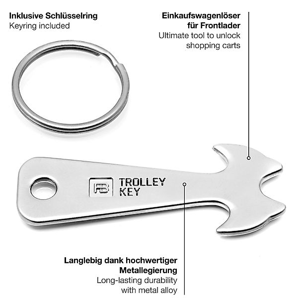 FABACH Schlüsselanhänger Trolley Key Silber Einkaufswagenlöser günstig online kaufen