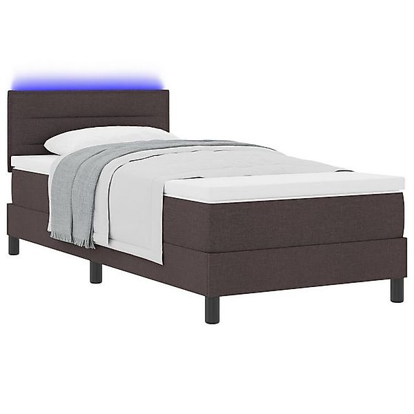 vidaXL Bett Bettrahmen mit Matratze Dunkelbraun, Weiß Stoff 90 x 190 cm (1- günstig online kaufen