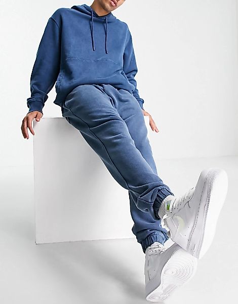 Topman – Jogginghose in verwaschenem Blau, Kombiteil günstig online kaufen