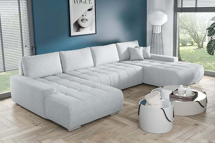 Compleo Ecksofa mit Schlaffunktion aus Velourstoff MONA, mit Bettkasten, U- günstig online kaufen