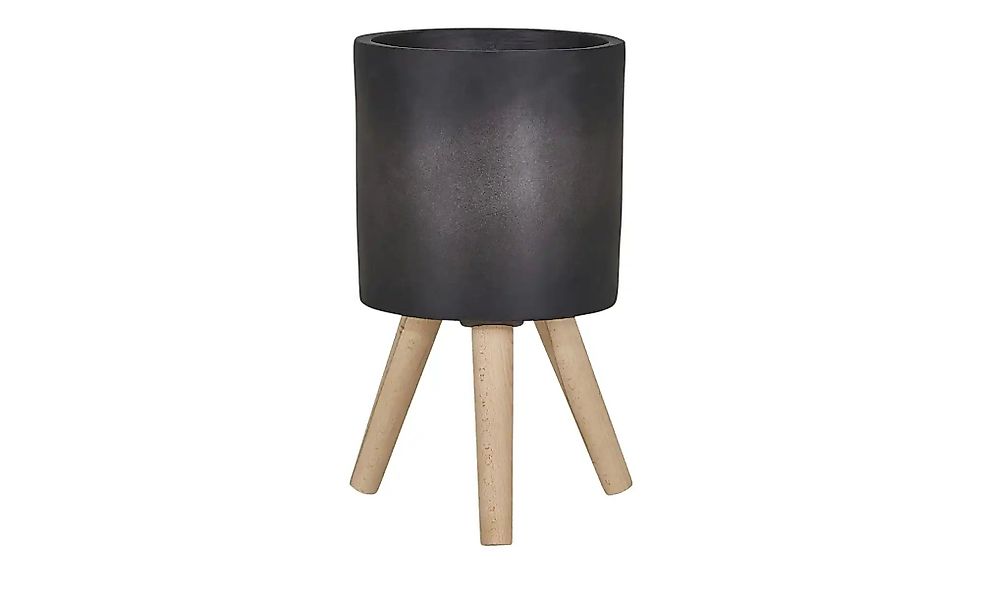 Pflanzgefäß   ¦ grau ¦ Massivholz,Magnesia,Holz ¦ Maße (cm): H: 26  Ø: 25 A günstig online kaufen
