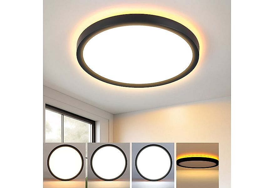 Nettlife LED Deckenleuchte Deckenleuchte Flach Schwarz 22CM 18W Dimmbar, Di günstig online kaufen