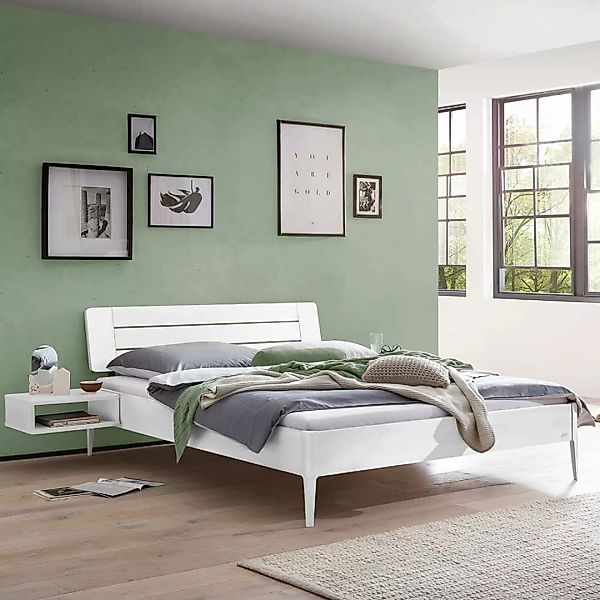 Massivholz Bett weiss Buche lackiert 160x200 cm und 180x200 cm günstig online kaufen
