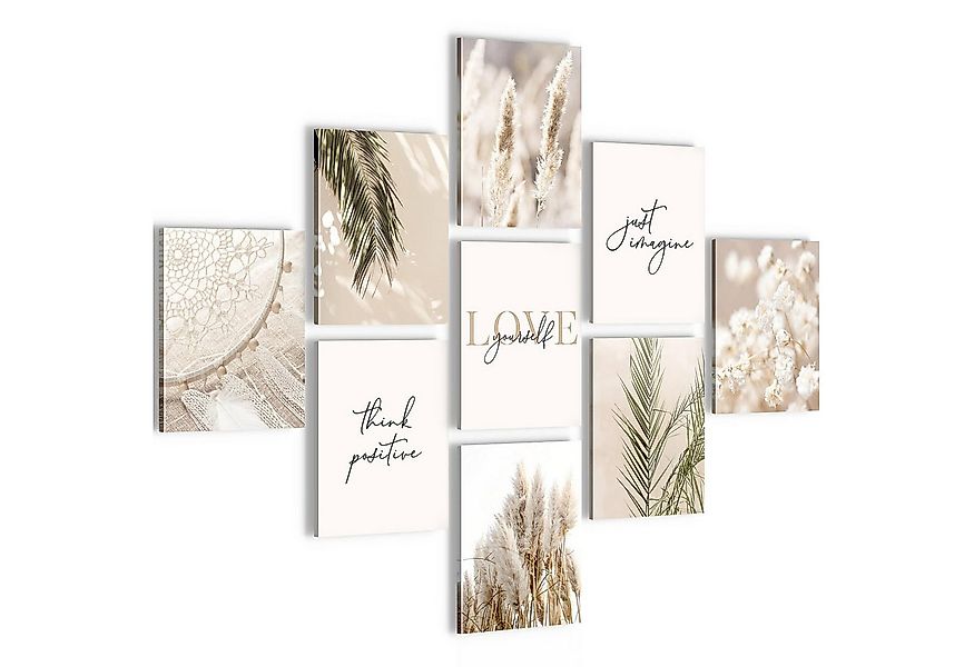 Novart Wandbild Wandbilder Wohnzimmer Boho Natur AUFHÄNGFERTIG 100x70 cm, L günstig online kaufen