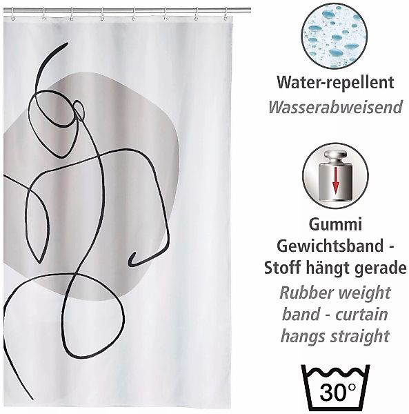 WENKO Duschvorhang "Ladyline", Höhe 200 cm, mit One-Line-Design günstig online kaufen