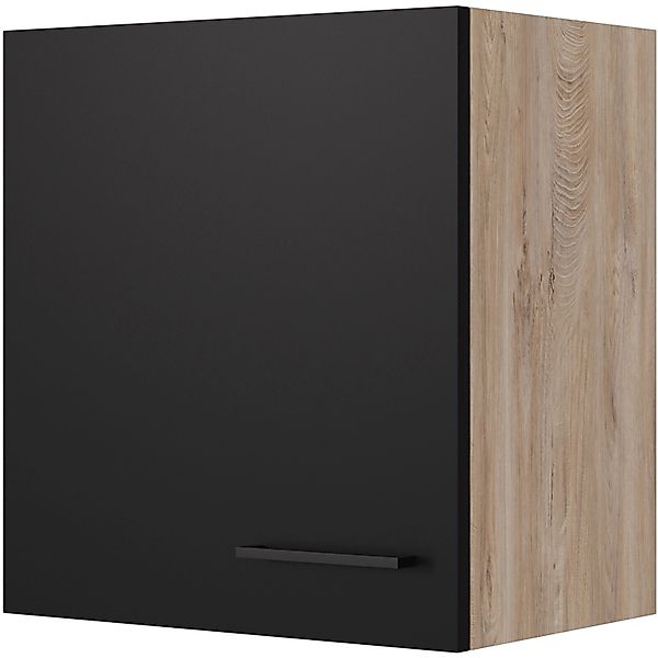 Flex-Well Exclusiv Küchen-Oberschrank Capri 50x 55cm Schwarz Matt-Endgrain günstig online kaufen