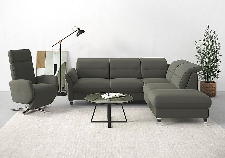 sit&more Ecksofa »Grenoble L-Form mit Federkern«, wahlweise mit Bettfunktio günstig online kaufen