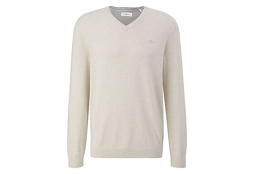 s.Oliver V-Ausschnitt-Pullover Casual (1-tlg) mit V-Ausschnitt und Logo-Sti günstig online kaufen