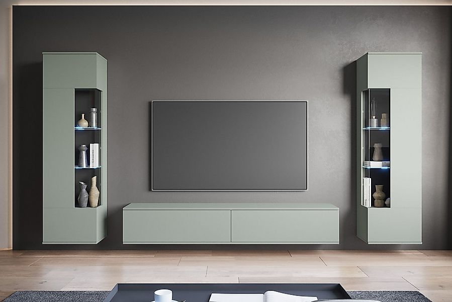 INOSIGN Wohnwand Kenia, Vitrine Türanschlag links/rechts wechselbar, (3-St) günstig online kaufen