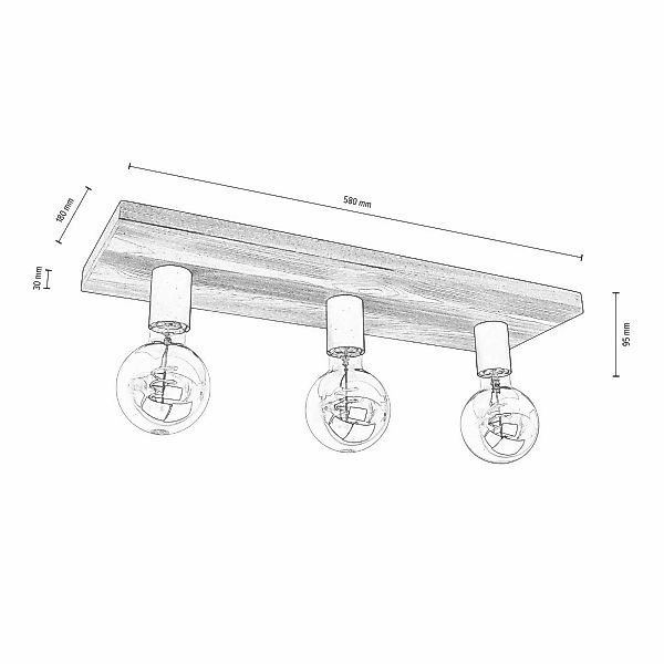 Envostar Lobo Deckenlampe 3fl. Kiefer nussbaum günstig online kaufen