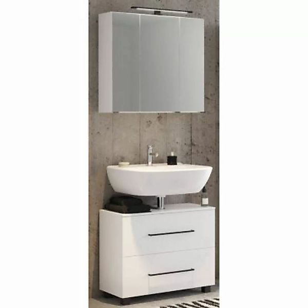 Lomadox Badezimmer Waschplatz Set 70 cm MANLY-03 in weiß inkl. LED Spiegels günstig online kaufen