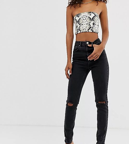 ASOS DESIGN Tall – Farleigh – Schmale Mom-Jeans mit hohem Bund und Knieriss günstig online kaufen
