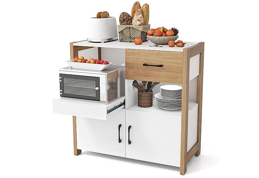 COSTWAY Küchenbuffet Küchenschrank mit Türen & Schubladen, Sideboard Holz günstig online kaufen