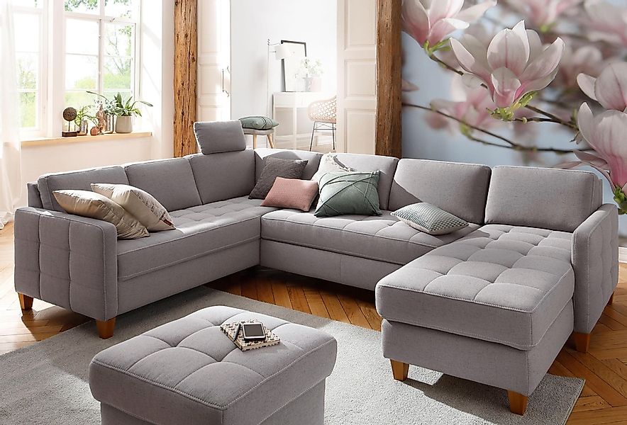 Home affaire Wohnlandschaft "Earl U-Form" wahlweise auch mit Bettfunktion o günstig online kaufen