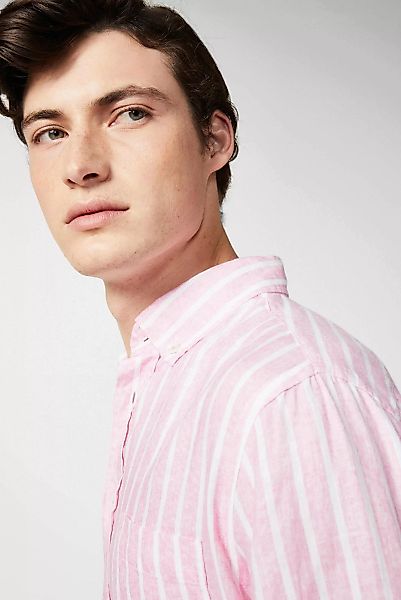 Button-Down-Hemd aus Leinen mit Streifendruck günstig online kaufen