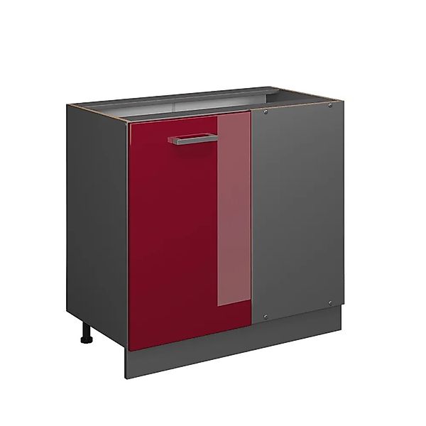 Vicco Eckunterschrank R-Line Bordeaux Hochglanz/Anthrazit 86 cm ohne Arbeit günstig online kaufen