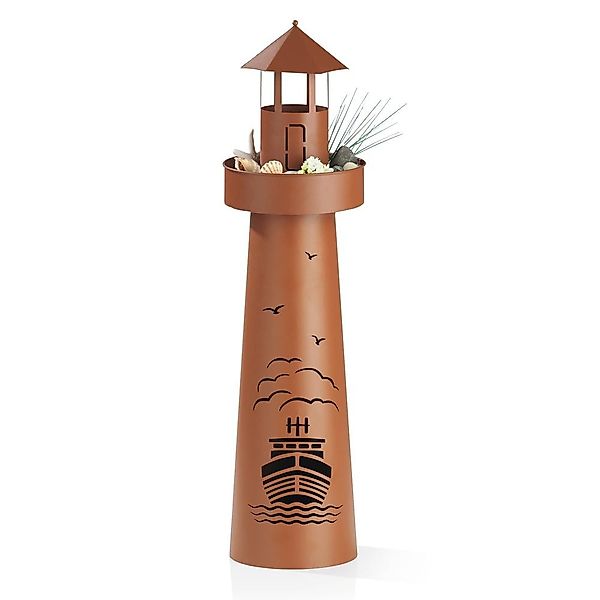 GARVIDA Dekosäule LED Leuchtturm 70cm braun, günstig online kaufen