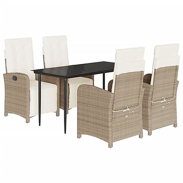 vidaXL 5-Tlg Garten-Essgruppe mit Kissen Beige Poly Rattan 3212572 günstig online kaufen