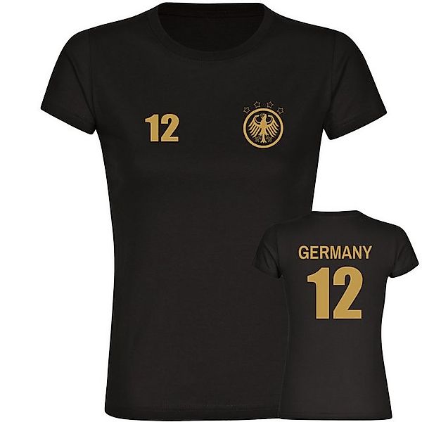 multifanshop T-Shirt Damen Germany - Adler Retro Trikot 12 Gold - Frauen günstig online kaufen