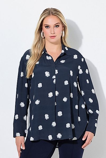 Ulla Popken Longbluse Tunika Tupfen Zierfalte Hemdkragen Langarm günstig online kaufen