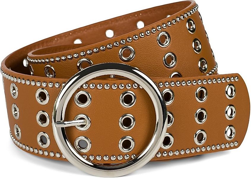 styleBREAKER Nietengürtel Breiter Taillengürtel mit Lochnieten (1-St) günstig online kaufen