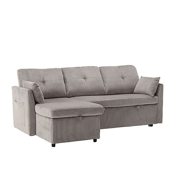 Gotagee Sofa Schlafsofa mit Stauraum und Ausziehbett Anbausofa L-förmiges E günstig online kaufen