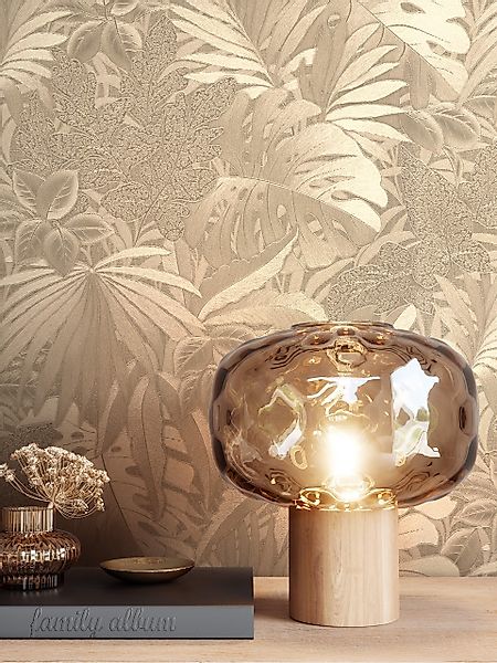 Newroom Vliestapete, Gold Tapete Tropisch Glänzend günstig online kaufen