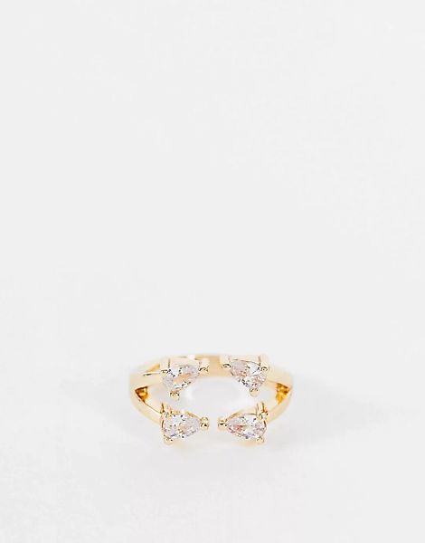ASOS DESIGN – Goldfarbener Ring mit Schmucksteinen günstig online kaufen