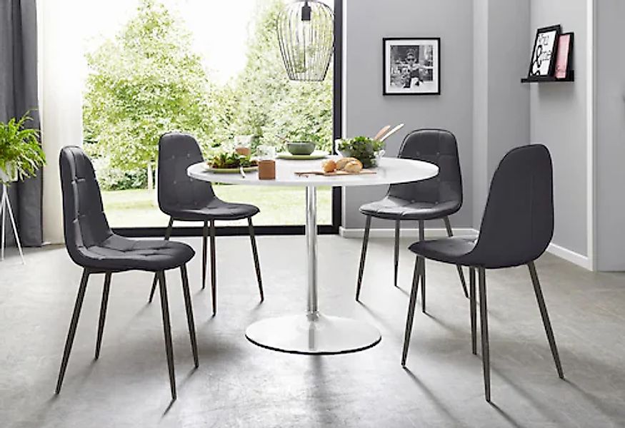 INOSIGN Essgruppe Set, 5 Stk. tlg. mit rundem Tisch in weiß Hochglanz günstig online kaufen