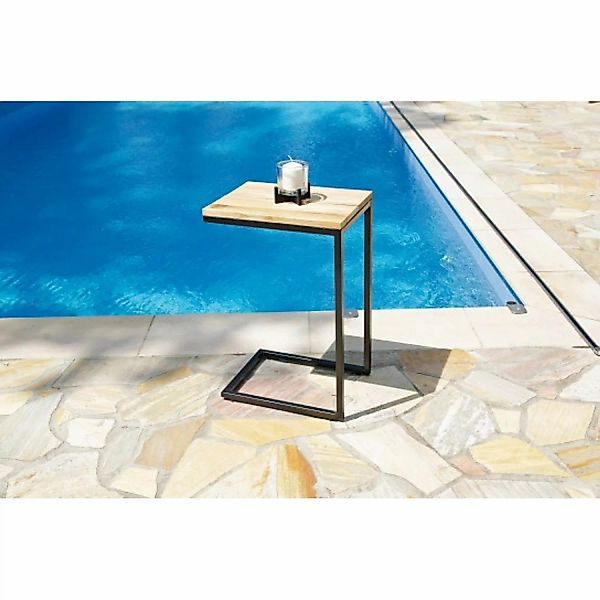 Natur24 Tisch Cambridge 40 x 30 x 61 cm Metall und Teak Gartentisch günstig online kaufen