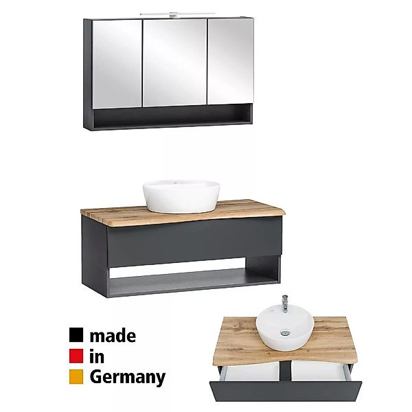 Lomadox Waschplatz Set inkl. Waschbecken und LED Spiegelschrank KAHLA-03  i günstig online kaufen