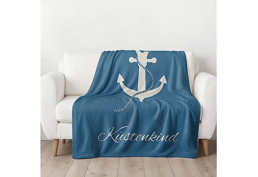 Wohndecke Küstenkind 150x200 cm, maritime Fleece-Decke, Geschenk für Frauen günstig online kaufen