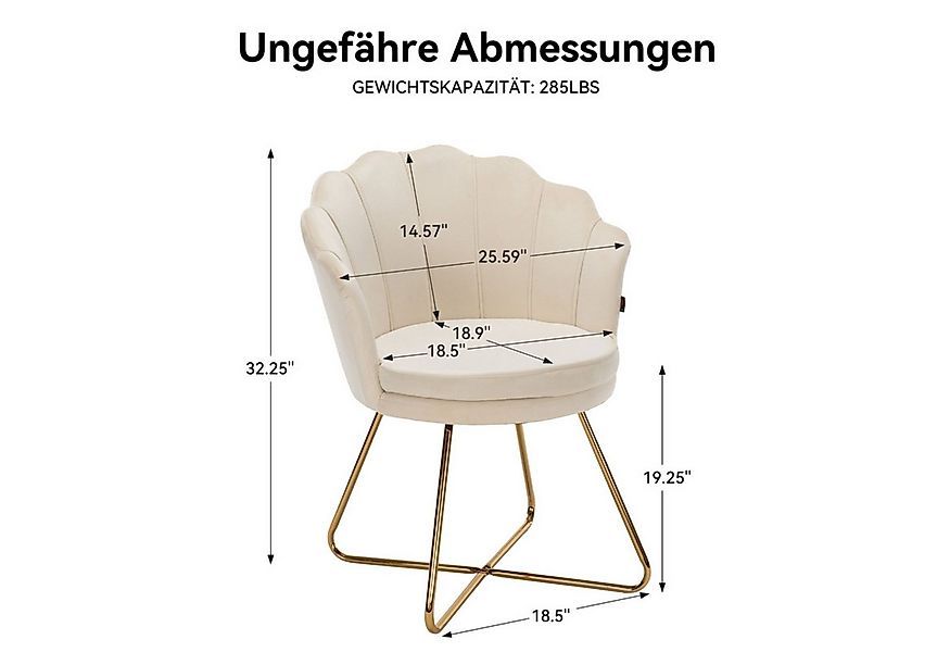 HawthyHome Polsterstuhl Polstersessel mit Blütenblatt-Rückenlehne & Goldene günstig online kaufen