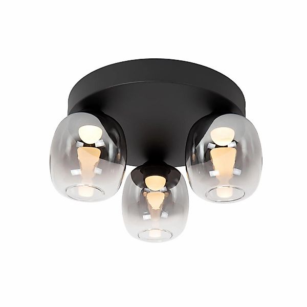 LED Deckenleuchte Tamino in Schwarz und Grau-transparent 3x 5,6W 1500lm günstig online kaufen