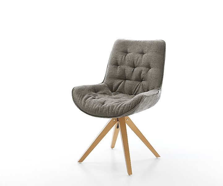 Drehstuhl Taimi-Flex Bouclé Soft Schlamm Holzgestell kantig Natur 180° dreh günstig online kaufen