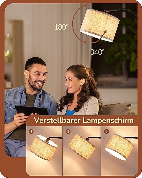 EDISHINE Stehlampe Wohnzimmer, mit E27 LED-Glühbirne, warmweiß, 161cm Bogen günstig online kaufen