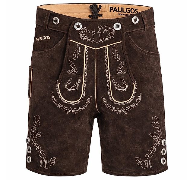 PAULGOS Trachtenhose Herren Lederhose Kurz mit Trägern 100% Echtleder - HK1 günstig online kaufen