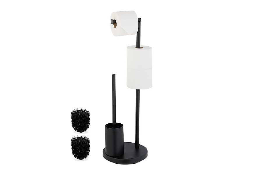relaxdays WC-Garnitur mit Toilettenpapierhalt, schwarz günstig online kaufen