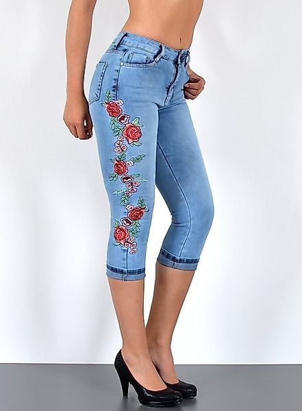 ESRA Caprijeans Damen Jeans Capri Hose High Waist Jeans Damen mit hoher Lei günstig online kaufen