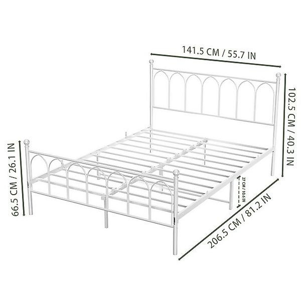 STILVORA Metallbett Metallbett 140x200 Bettgestell mit Lattenrost,Stauraum günstig online kaufen
