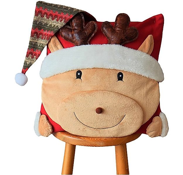 matches21 HOME & HOBBY Kissenbezüge Kissen-Bezug Elch Mütze Weihnachten bun günstig online kaufen