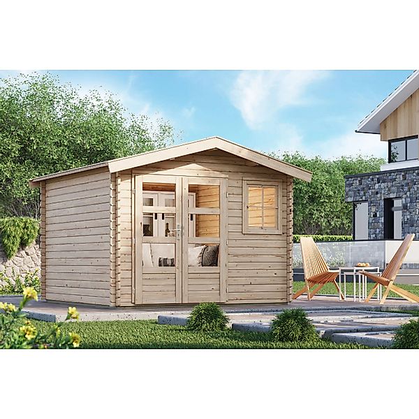 Karibu Holz-Gartenhaus Arosa Natur Satteldach Unbehandelt 282 cm x 282 cm günstig online kaufen